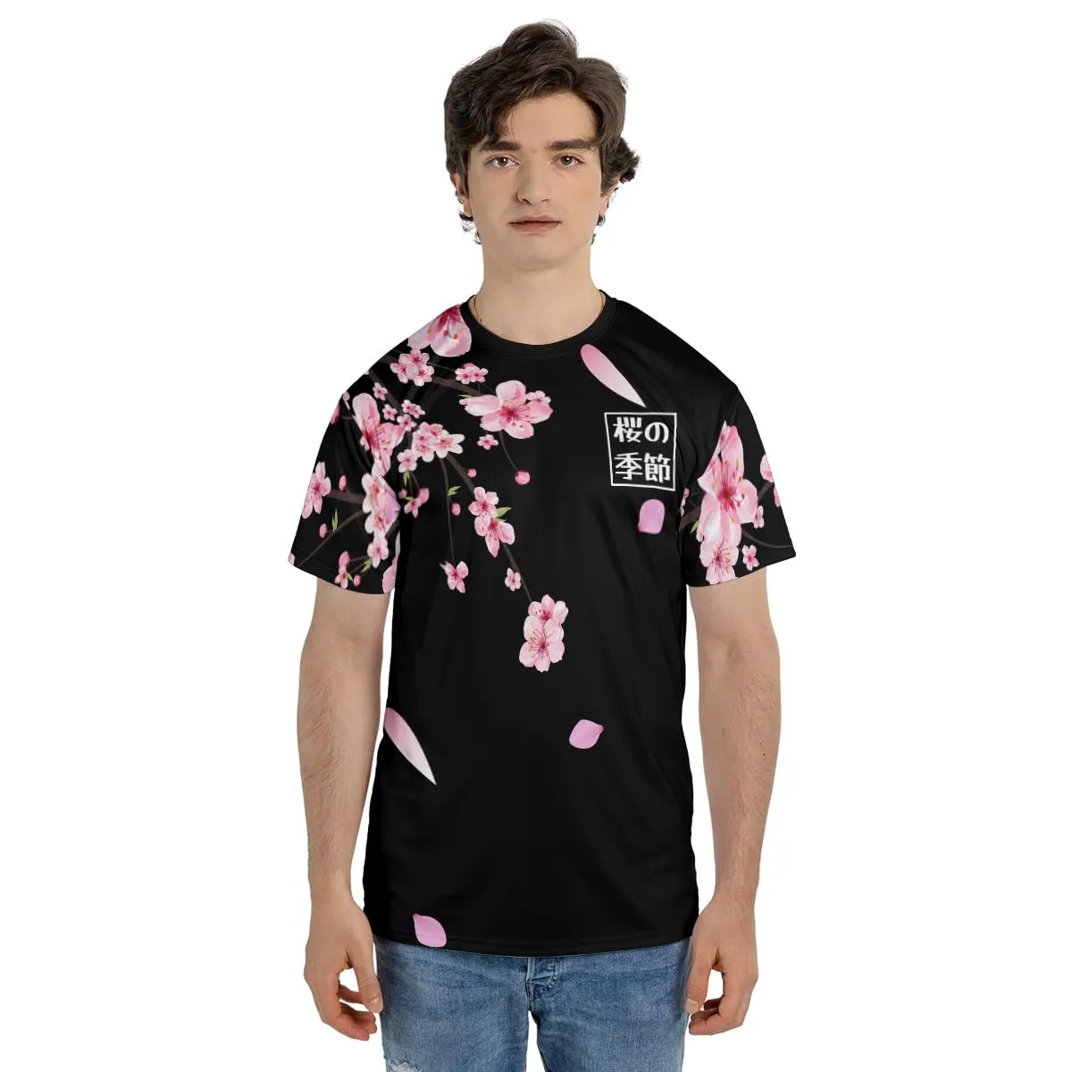 All Over Print Sakura T-Shirt 3D Japanese Shirt | Floral Anime Graphic Tee | Cherry Blossom Aesthetic | Japanese Streetwear Unisex Shirt (2XL)