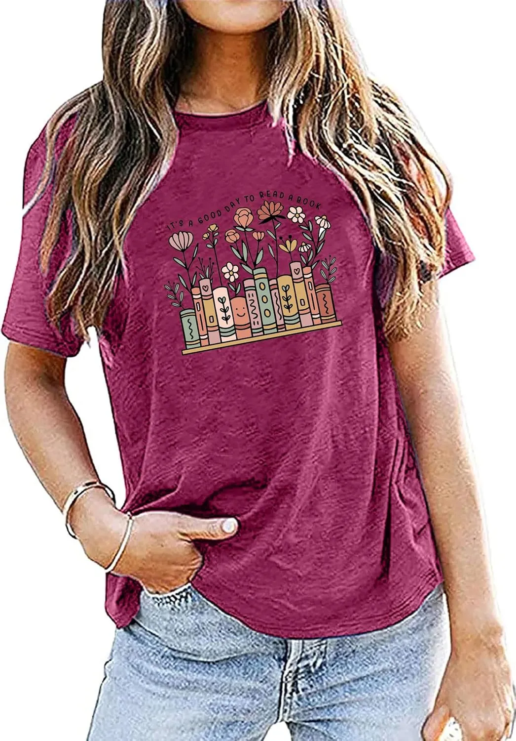 Cat Book T Shirt for Women Funny Summer Short Sleeve Tops Print Graphic Tees
