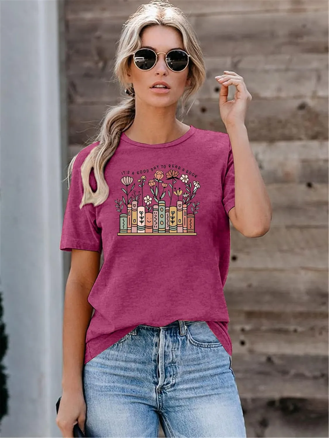 Cat Book T Shirt for Women Funny Summer Short Sleeve Tops Print Graphic Tees