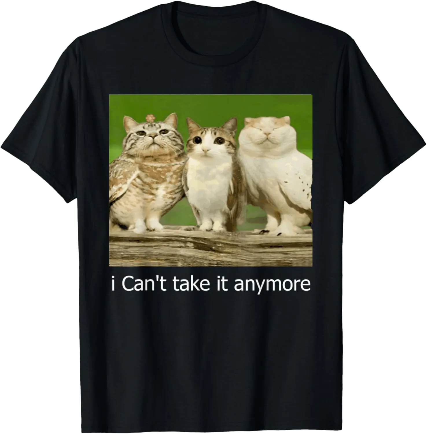 Cat Owl Funny Meow I Can't Take it Anymore T-Shirt