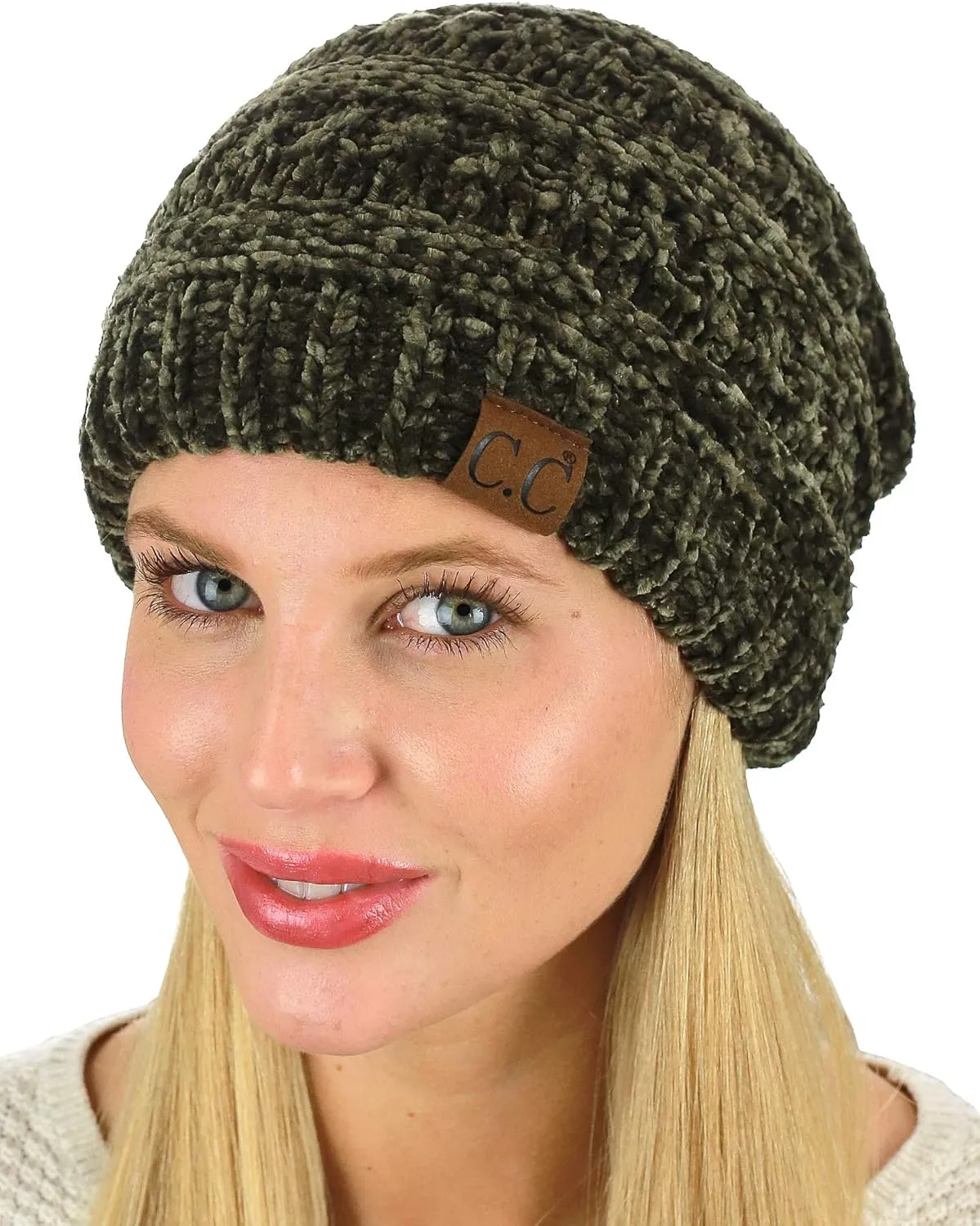 C.C Women's Chenille Soft Warm Thick Knit Beanie Cap Hat