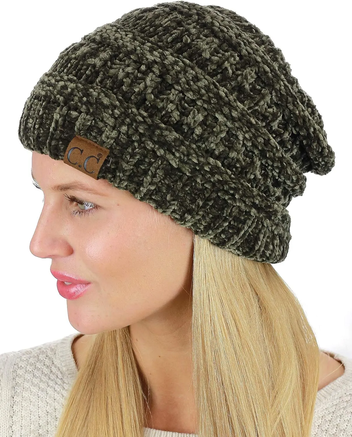 C.C Women's Chenille Soft Warm Thick Knit Beanie Cap Hat