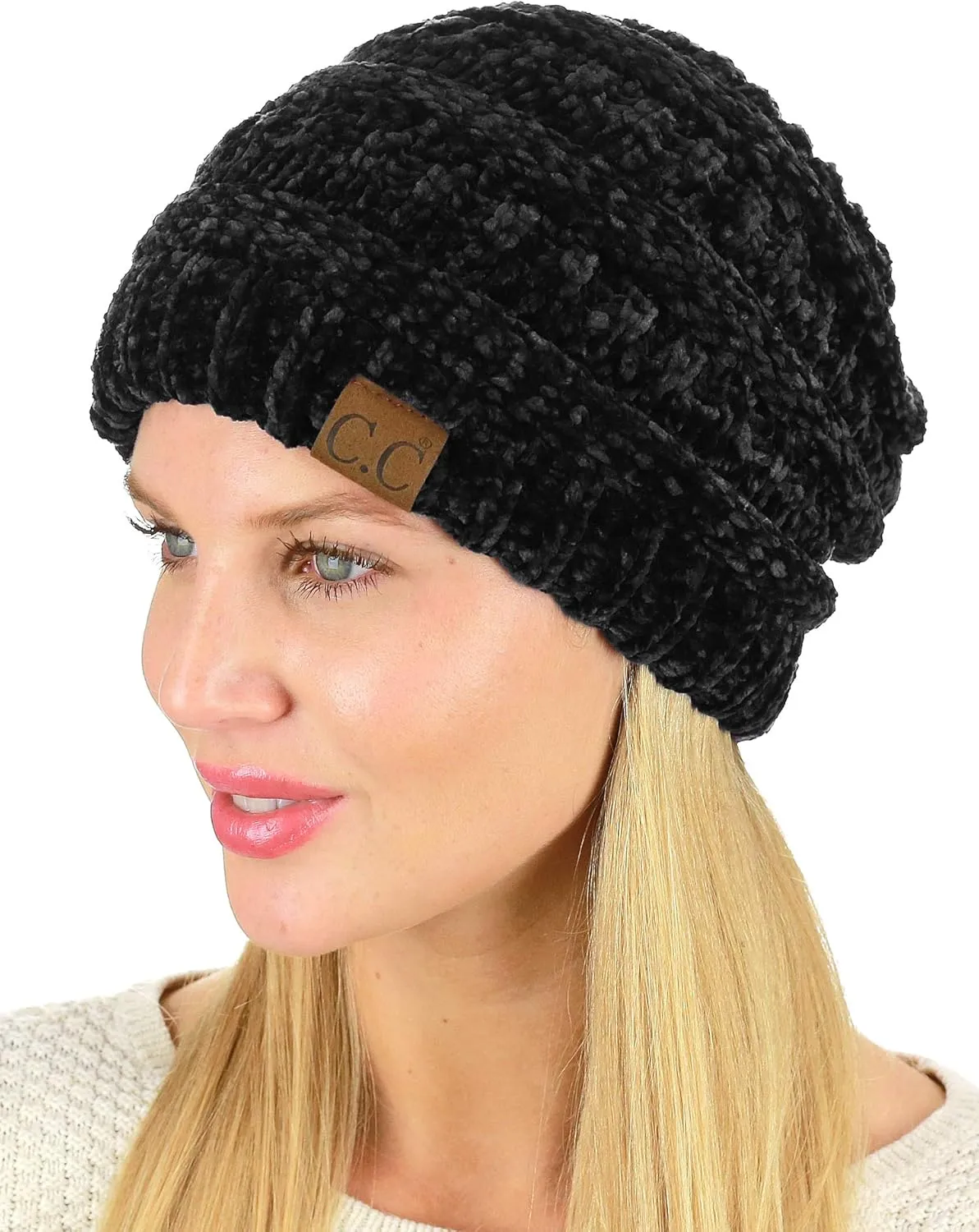 C.C Women's Chenille Soft Warm Thick Knit Beanie Cap Hat