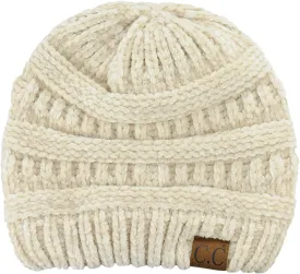 C.C Women's Chenille Soft Warm Thick Knit Beanie Cap Hat