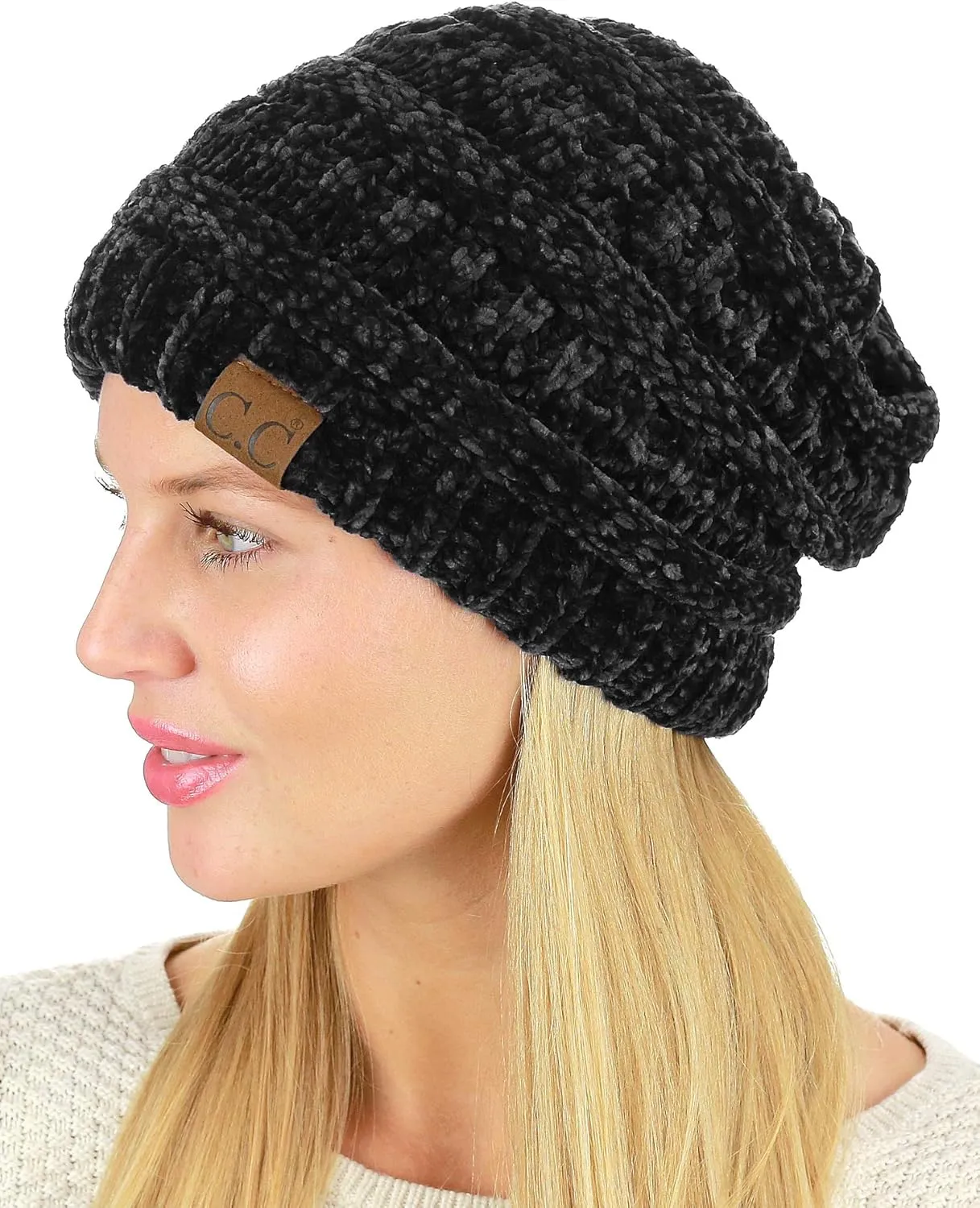 C.C Women's Chenille Soft Warm Thick Knit Beanie Cap Hat