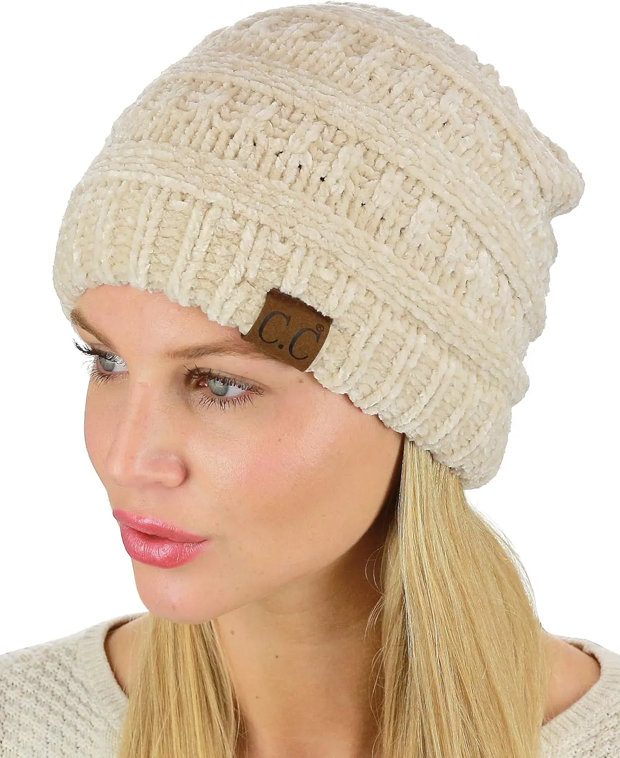C.C Women's Chenille Soft Warm Thick Knit Beanie Cap Hat