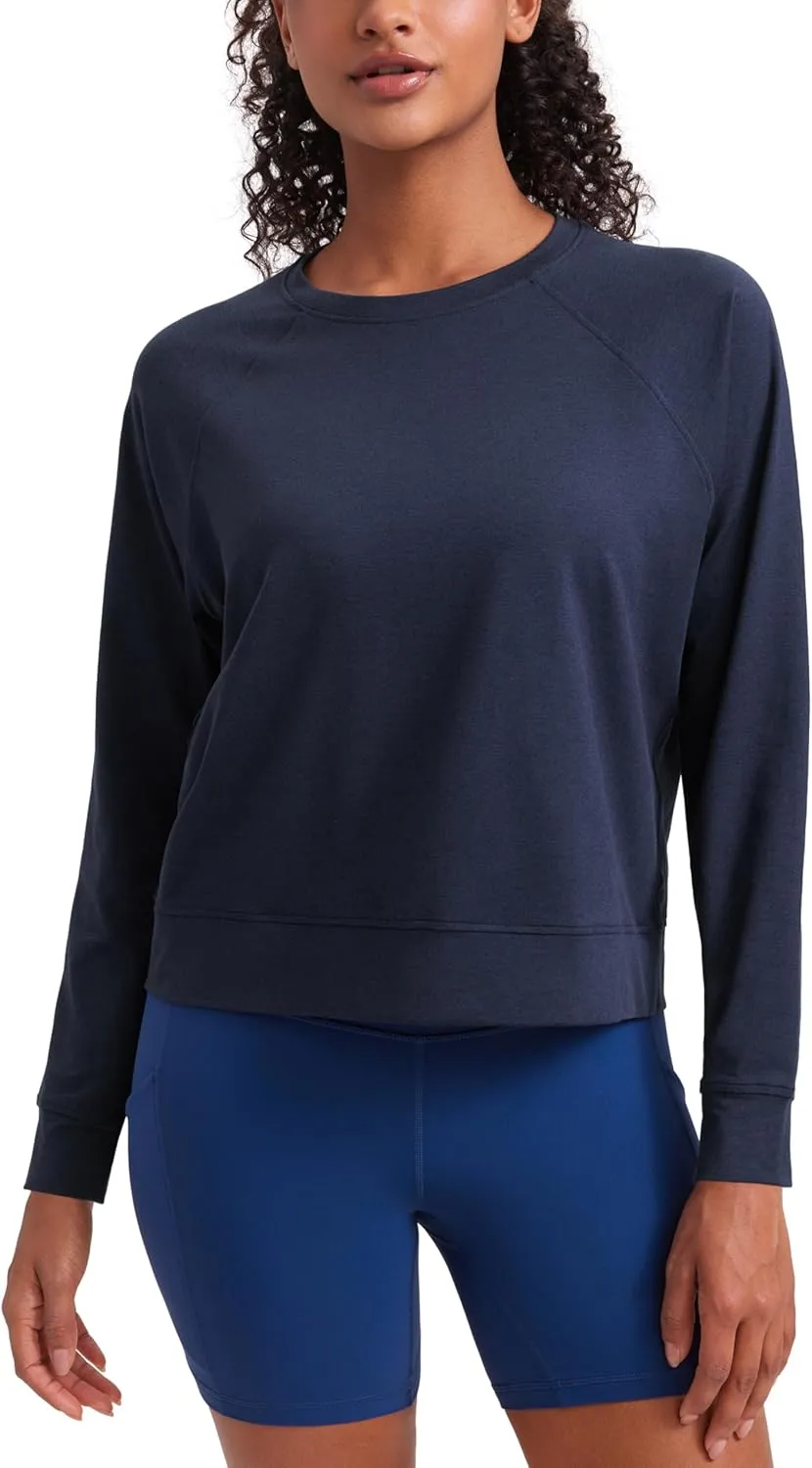 CRZ YOGA Cloud Jersey Pullover Sweatshirt for Women Long Sleeve Soft Casual Crewneck Tops Basic Workout Fall Shirts