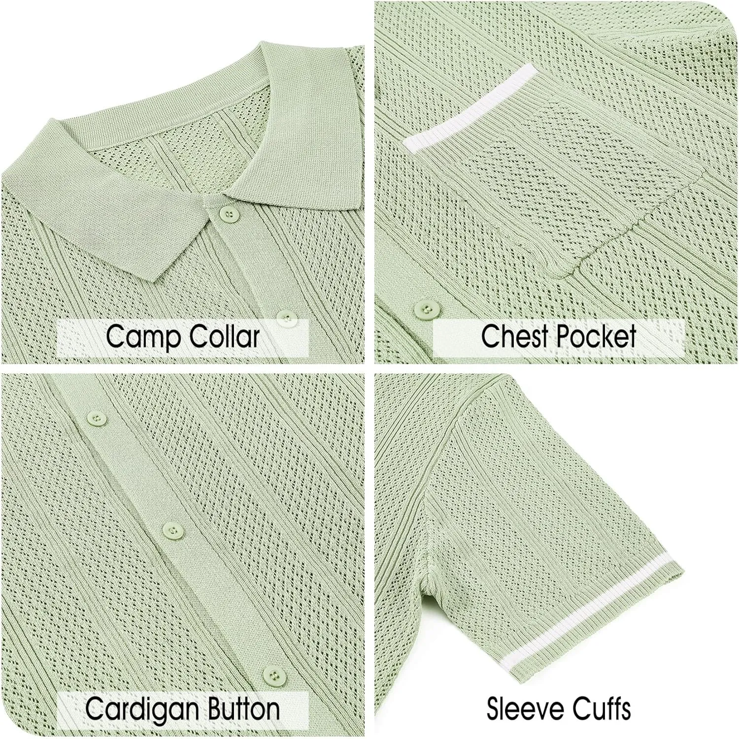 Durio Mens Shirts Short Sleeve Knit Polo Shirt Breathable Button Down Beach Shirts for Men Casual Shirt Summer Vacation