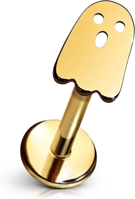 Ghost Flat Back Stud  Single Titanium Earring, Push Pin Design for Sensitive Ears  (Single Earring)