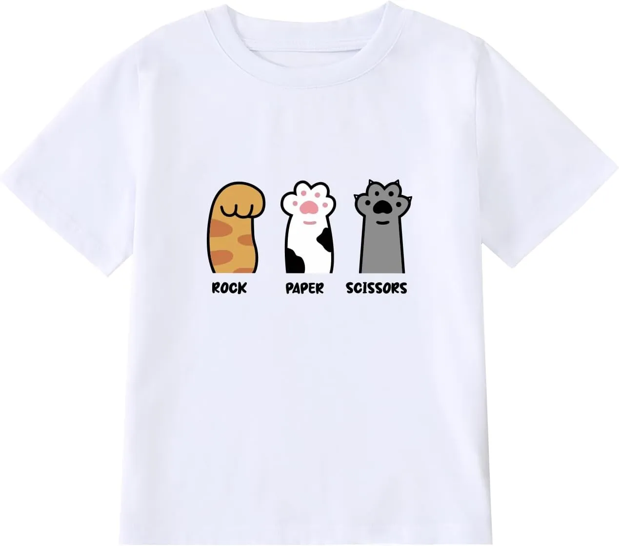 Girl's Rock Paper Scissors Cute Paw Funny Cat T-Shirt