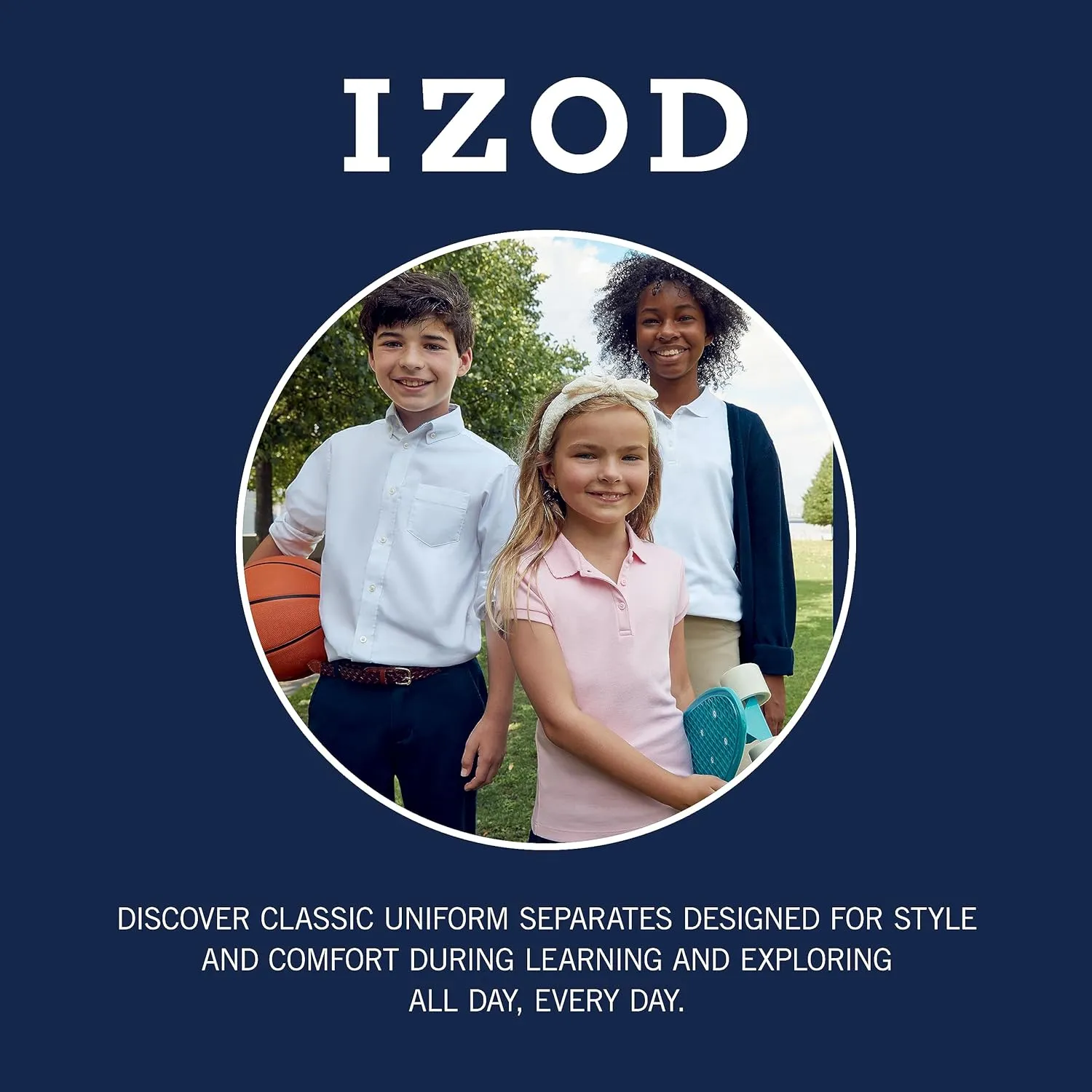 IZOD Boys' School Uniform Short Sleeve Polo Shirt, Button Closure, Moisture Wicking Performance Material