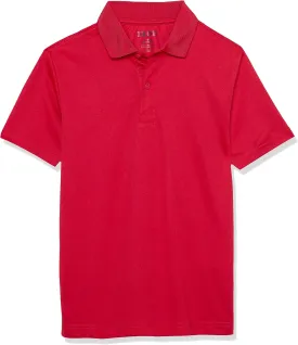 IZOD Boys' School Uniform Short Sleeve Polo Shirt, Button Closure, Moisture Wicking Performance Material