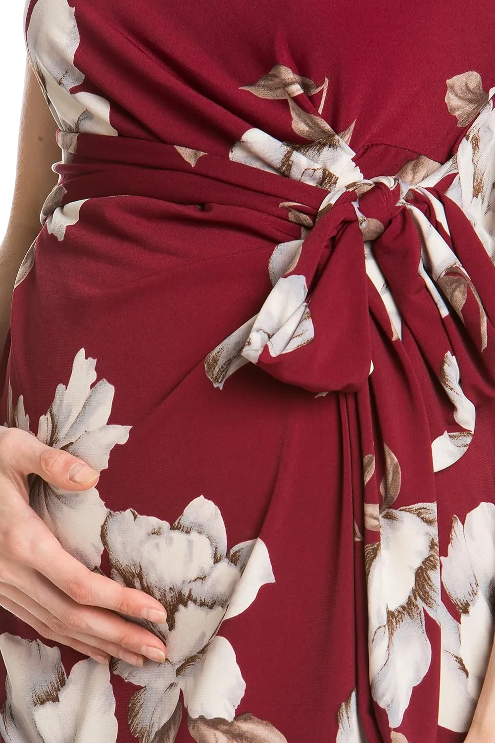 My Bump Women's Side Bow Tie Pattern Cap Sleeve Maternity Dress (Made in USA)