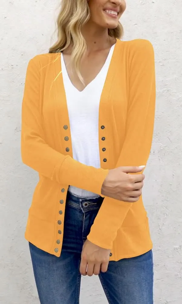 NENONA Women's Long Sleeve Lightweight Summer Cardigans Open Front Button Down Basic Soft Fall Fashion Outwear