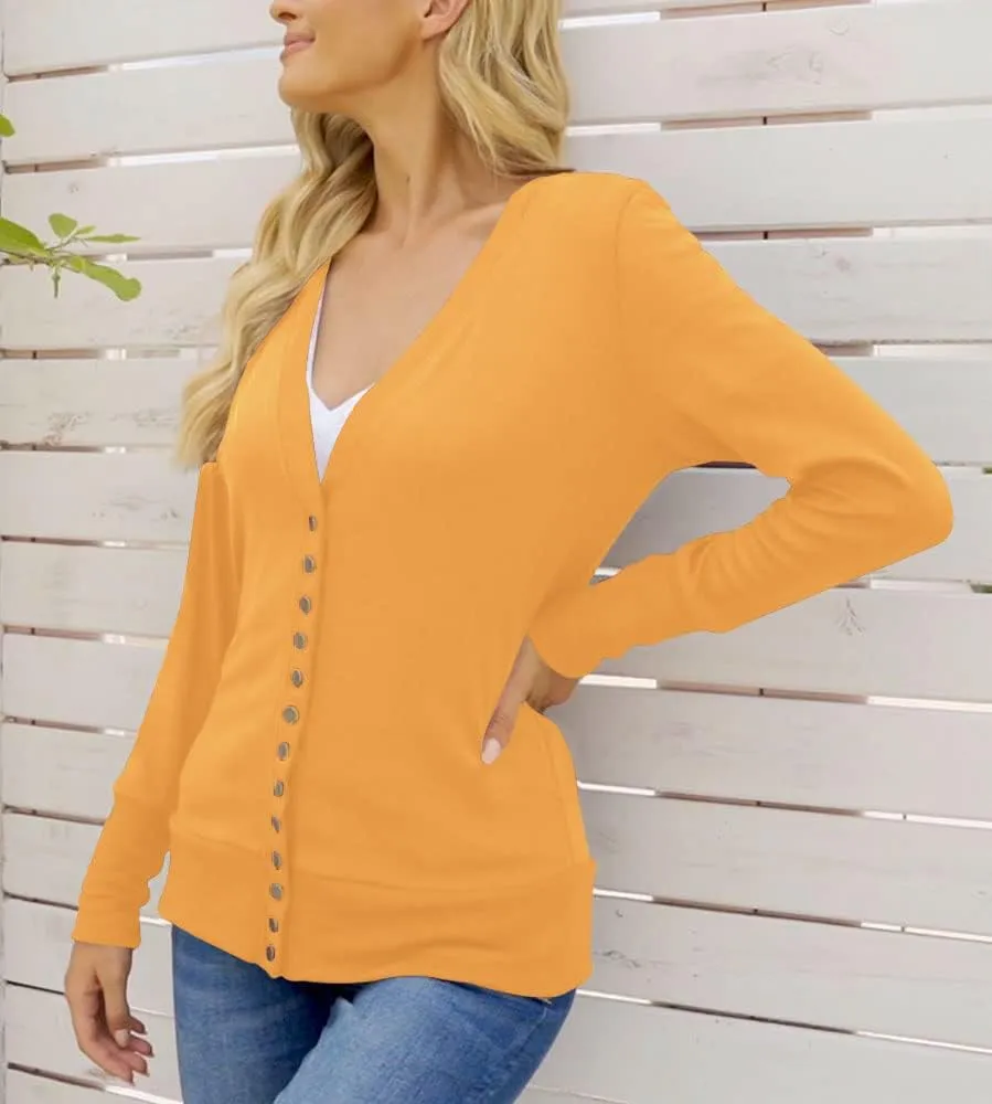 NENONA Women's Long Sleeve Lightweight Summer Cardigans Open Front Button Down Basic Soft Fall Fashion Outwear