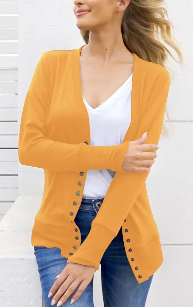 NENONA Women's Long Sleeve Lightweight Summer Cardigans Open Front Button Down Basic Soft Fall Fashion Outwear