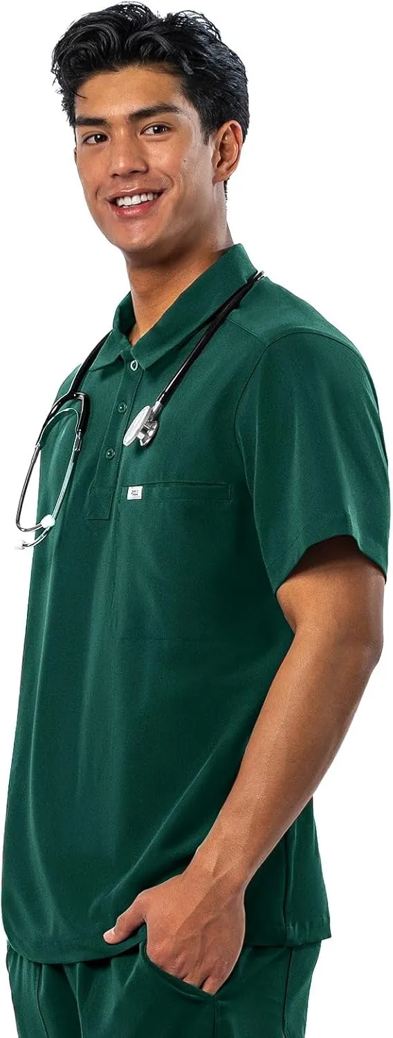 Peelz Jack 4-Pocket Polo Scrub Tops for Men - Soft Stretch Fabric Scrubs, Fashion-Forward Men's Scrub Top, Classic Fit