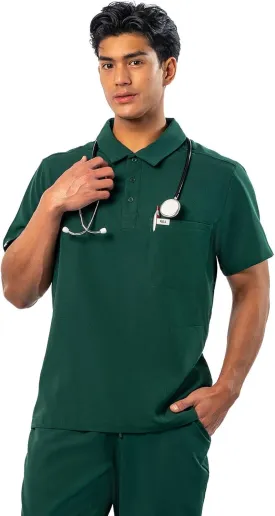 Peelz Jack 4-Pocket Polo Scrub Tops for Men - Soft Stretch Fabric Scrubs, Fashion-Forward Men's Scrub Top, Classic Fit