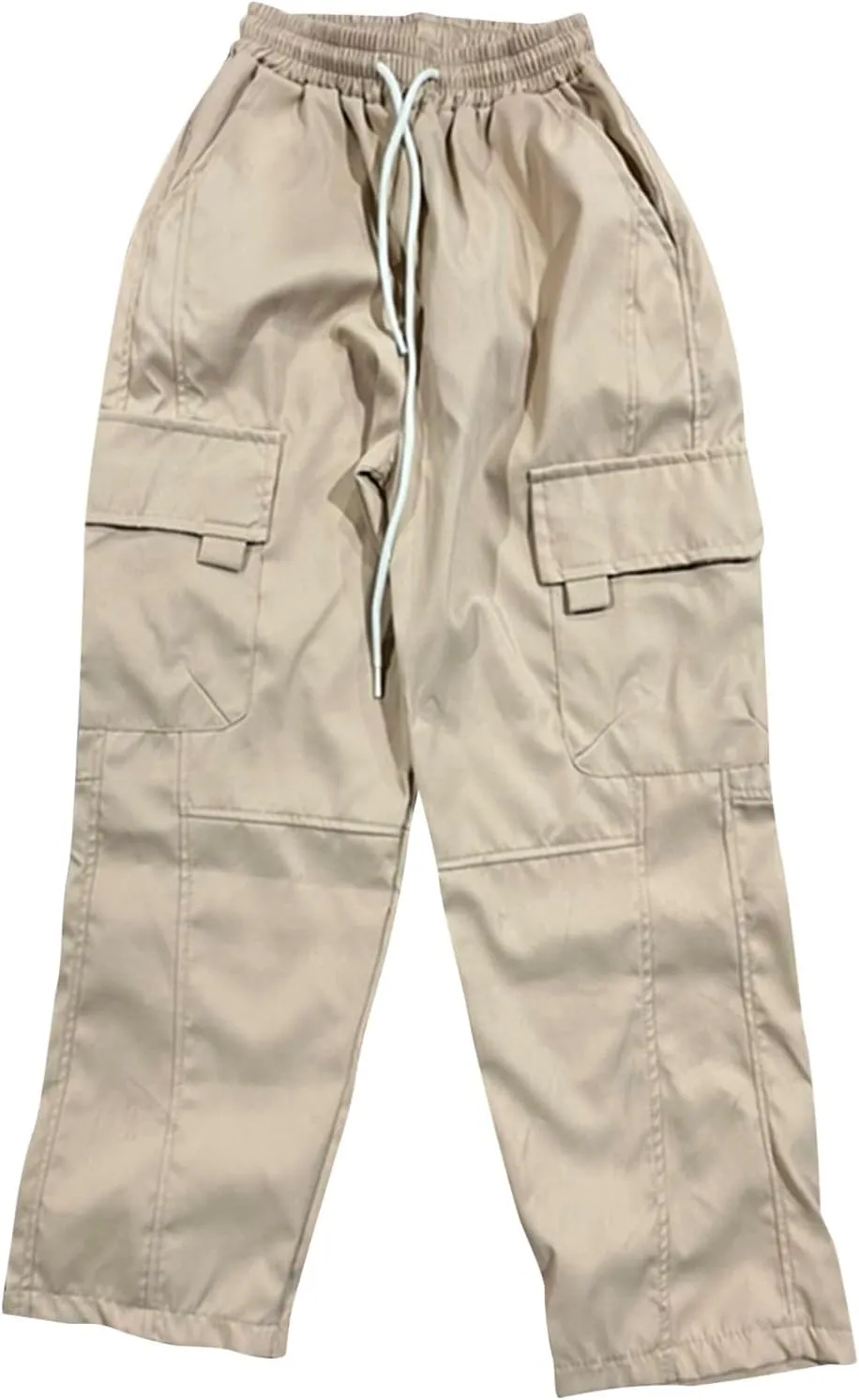 ZEFOTIM Men Cargo Pants Solid Color Wide Leg Stretch Casual Pant Outdoor Breathable Trouser with Pockets