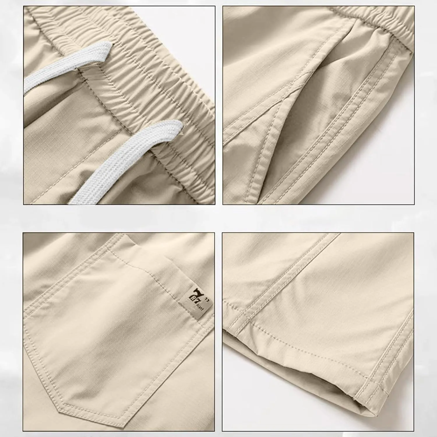ZEFOTIM Men Cargo Pants Solid Color Wide Leg Stretch Casual Pant Outdoor Breathable Trouser with Pockets